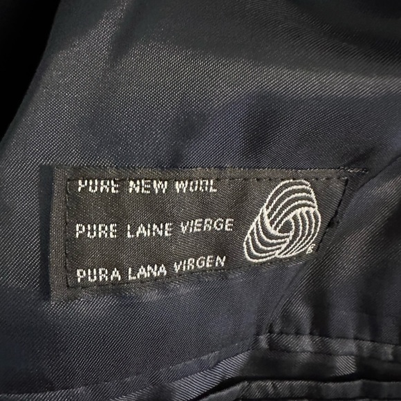 Chaps Ralph Lauren 100% Wool Black Gray Checkered Jacquard Blazer Suit Jacket 42 - Picture 11 of 13